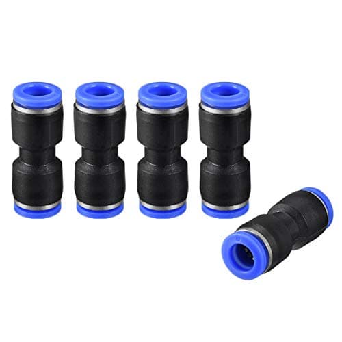 Image of sourcing map Plastic Straight Union Push to Connect Tube Fitting 8mm OD Push Fit Lock Blue 5pcs