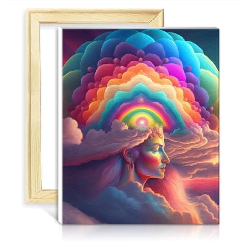 Image of TANGFEIY Oil Painting Rainbow Spirit Adults Painting Kits Acrylic Oil Painting Paintwork with Paintbrushes Kits on Canvas for Wall Art Decor No Frame(40x50cm)