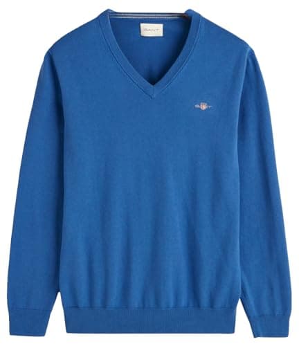 Image of GANT Men's Classic Cotton V-Neck Pullover, Rich Blue, XL