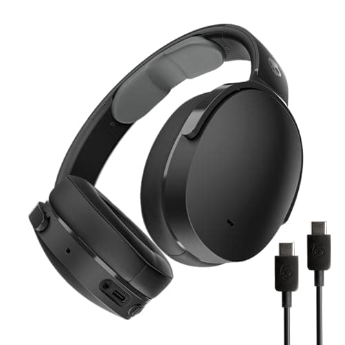 Image of Skullcandy Hesh ANC Wireless Over-Ear Bluetooth Headphones with Extra USB-C Charging Cable, Active Noise Canceling, 22 Hrs Battery, Foldable Lightweight Design, Microphone iPhone Android - True Black