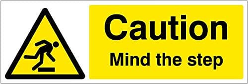 Image of Caledonia Signs 14209G Caution Mind the Step Sign, 300 mm x 100 mm, Rigid Plastic
