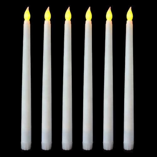 Image of YEVON Flameless LED Taper Candles – 6PCS Battery Operated Candle Sticks with Realistic Flickering Flame – Long LED Candles Battery Candles for Home Décor, Weddings, Party and Events (White)