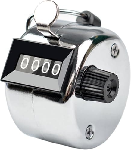 Image of Mugetech 2Pack Hand held Tally Counter 4 Digit Mechanical Clicker with Finger Ring Silver