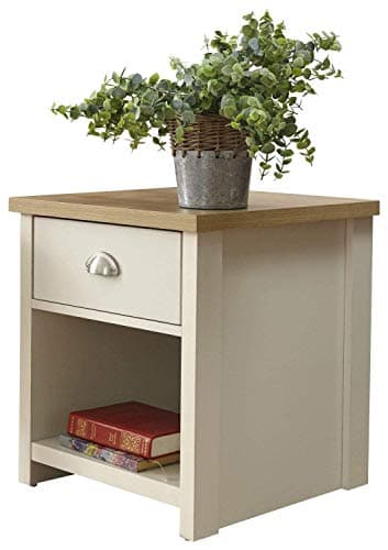 Image of GFW Lancaster Living Room Lamp Table, 45 cm Width x 50 cm Height x 45 cm Depth, Cream