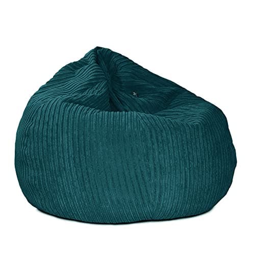 Image of rucomfy Beanbags Slouchbag Large Corduroy Bean Bag Chair - Adult Bean Bag with Filling - Home Furniture Seating for Living Room or Bedroom - Machine Washable - 80 x 110cm (Teal, Beanbag)