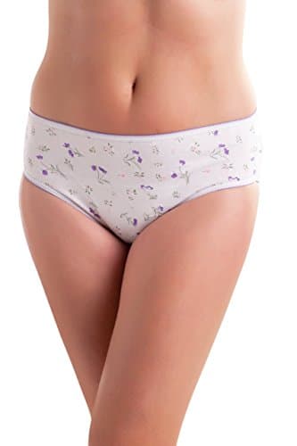 Image of Passionelle® Women’s Bikini Briefs Pack of 10 – Ladies Cotton Bikini Knickers Multipack, Assorted Printed Designer Underwear, Soft Breathable Everyday Panties for Women (White/Printed, Size 14–16)