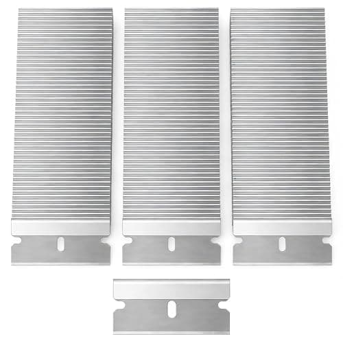 Image of 100 Pack Double Edged Scraper Replacement Blades, Stainless Steel Razor Scraper Blades for Removing Stickers, Decals, Glue, Paint and Adhesive from Glass, Windows, Tiles, Car and Ceramic Surfaces