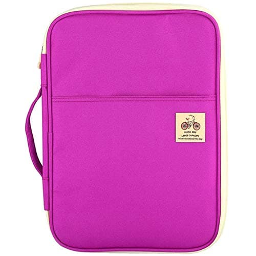 Image of JAKAGO A4 Document Case,Multi-Pocket Document Bag,A4 Zip Portfolio, Professional Document Holder Suitable for Office,Business Trip,Travel,Conference,Interview,Holiday(Purple)