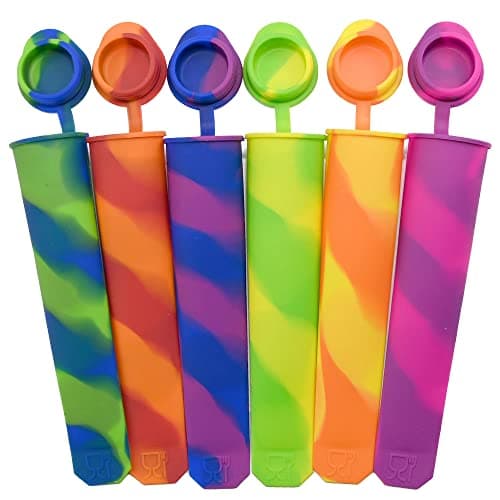 Image of Ram® 6 x Silicone Ice Cream Moulds Ice Lolly Pop Mould Kids Popsicle Ice Lolly Maker