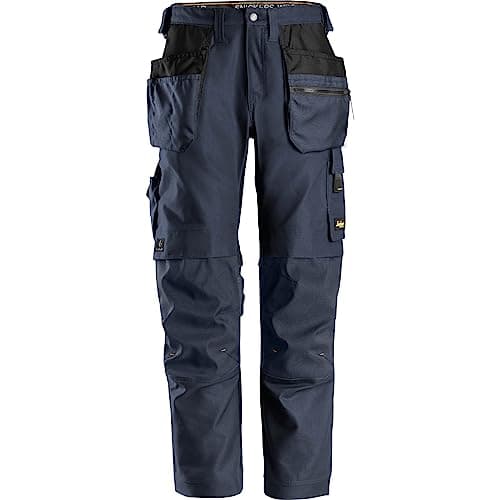 Image of Snickers 6224 Allround Work Canvas Stretch Fit Work Trousers Holster Pockets Navy Blue 33" 32"