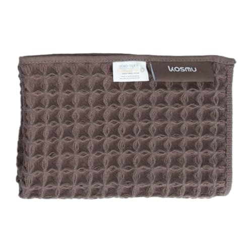Image of KOSMU Luxury Japanese Cotton Silk Waffle Bath Towel | Plush, Absorbent, and Quick Dry (Face Towel, Dark Cocoa, 40x40cm)