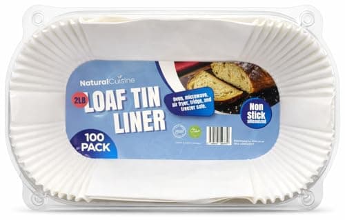 Image of Natural Cuisine 2lb Loaf Tin Liners – 100 Pack – Fits 2lb Loaf Tins – Non-Stick Siliconised Greaseproof Paper Liners – Bread & Cake Baking – Air Fryer Liner