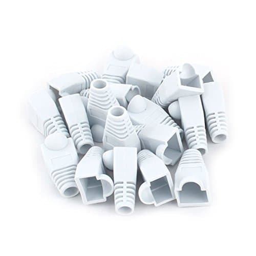 Image of YIOVVOM Soft Plastic Ethernet RJ45 Cable Connector Boots Cover Strain Relief Boots CAT5 CAT5E CAT6 CAT6E 100PCS(White)