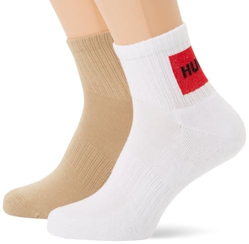 Image of HUGO Men's 3p Sh Rib Label Cc 10271620 01 Short_Socks, 269Medium Beige, 39-42