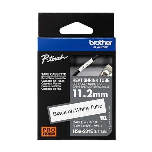 Image of Brother Genuine Pro Tape HSe-231E Heat Shrink Tubing - Black on White