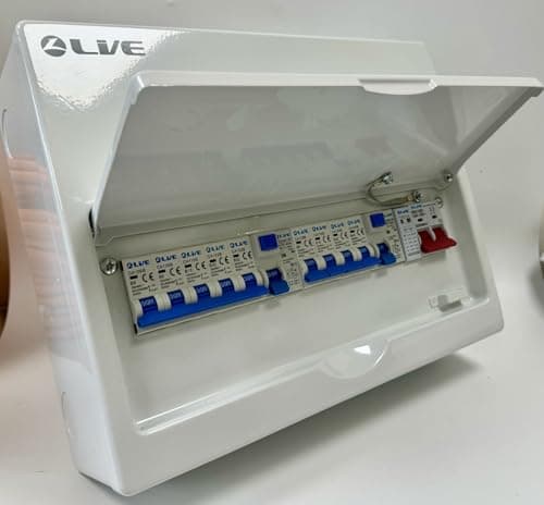 Image of Live 100A 9 Way Split Load Dual RCD 63A Metal Consumer Unit, 3x6A, 2x16A, 3x32A, 1x40A MCBs, & 40kA Surge Protection- LSM1663TR-AS