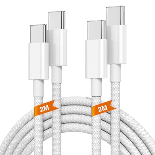 Image of 2Pack 2M iPhone 17 16 15 USB C to USB C Charger Cable, 60W Type C Fast Charging Wire Lead Long for Apple iphone 17 Pro Max/17 Air/16/16 Pro/15 Plus/15/Samsung Galaxy S24+/S23 Ultra/MacBook Pro/iPad