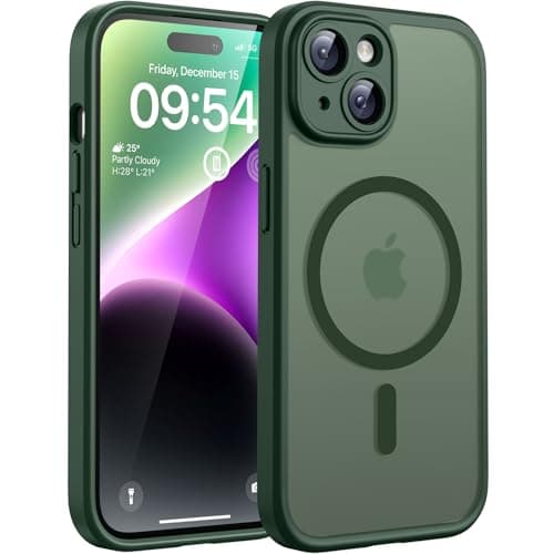 Image of TOCOL for iPhone 14 Case, Fit for MagSafe, Upgraded Full Camera Protection, 14FT Military Grade Drop Tested Shockproof Magnetic Slim Translucent Matte Back Phone Cover (Alpine Green)