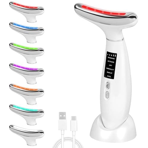 Image of Neck Face Lifting Device, 7 LED Facial Massager with -5°C Cooling Head, 45°C EMS Microcurrent Massage 6 Modes 4 Intensity Levels, Anti-Wrinkle, Skin Tightening for Face Neck Eye Body Care Toning