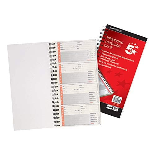 Image of 5 Star Office Telephone Message Book Wirebound Carbonless 320 Notes 80 Pages 279x152mm, White