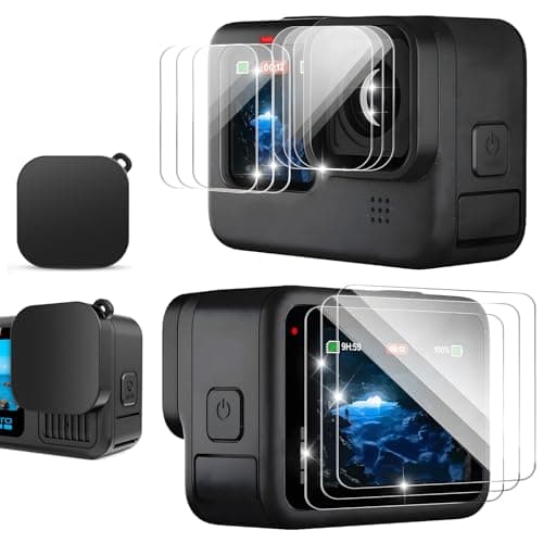 Image of 9-Pack Screen Protector for GoPro Hero 12/11/10/9 Black, Tempered Glass Front Screen, Back Screen & Lens Protector with Silicone Lens Cap, 9H Hardness Camera Accessory Kit for Go Pro Hero 12 11 10 9