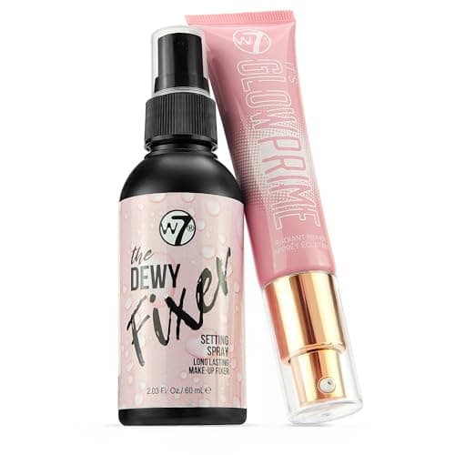 Image of W7 The Fixer Glow Set - Makeup Primer & Setting Spray Duo for Radiant, Dewy Finish - Golden Sheer Coverage, Lightweight & Non-Sticky