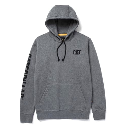 Image of Caterpillar Cat Men's Trademark Banner Hooded Sweatshirt (Regular and Big & Tall Sizes), Dark Heather Grey, S