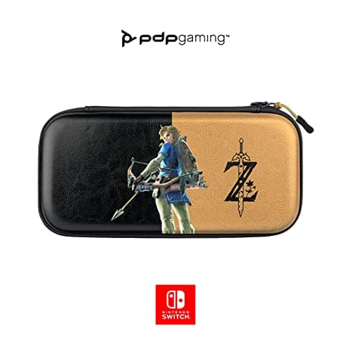 Image of PDP Gaming Officially Licensed Switch Slim Deluxe Travel Case - Zelda Breath of the WIld - Semi-Hardshell - Console Stand - Protective PU Leather - Holds 14 Games - Works with Switch OLED and Lite
