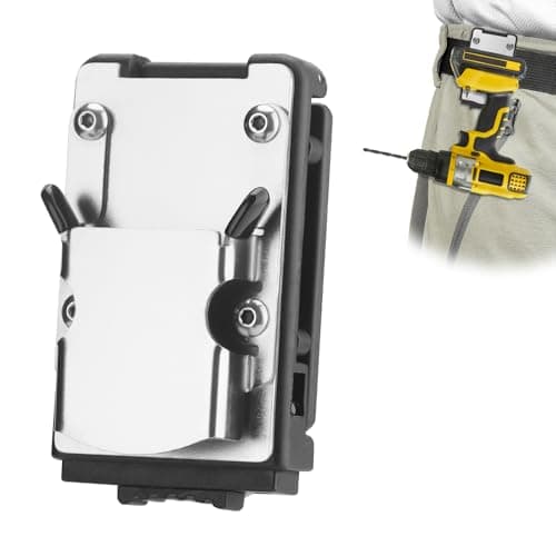 Image of JIZZU Drill Holder for Belt, Stainless Steel Clip-On Tool Belt Holder, Heavy-Duty Drill Belt Holder for Hooks Clips Tools, Hook Holster for Impact Driver, Cordless Drills, Nail Drills(Type 2)
