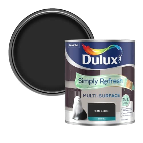 Image of Dulux Simply Refresh Multi Surface Eggsgell Paint - Rich Black - 750ML