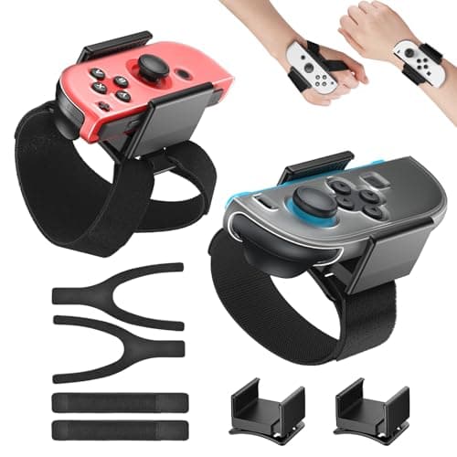 Image of FYOUNG Switch 1/2 Wrist Straps for Just Dance 2026 2025 2024 2023 2022, 2 Pack Adjustable Elastic Wrist Bands for Zumba Compatible with Nintendo Switch 1/2/OLED