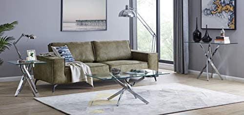 Image of Furniturebox UK Leonardo Clear Glass And Chrome Metal Modern/Stylish Coffee Side Hall End Console Table Living Room Set (Full Living Room Set)