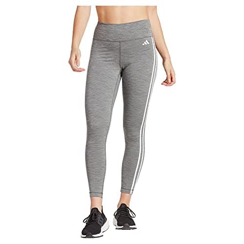 Image of adidas Women's Train Essentials 3-Stripes High-Waisted 7/8 Leggings, Dark Grey Heather, L