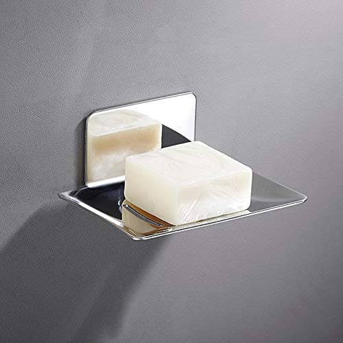 Image of Melairy Soap Dish Stainless Steel Soap Tray Self-Adhesive Chrome Finish Without Drilling
