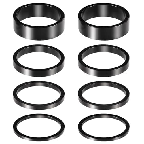 Image of Elegaperma 8pcs Headset Spacers, Stem Headset Spacers 1 1/8, Aluminum Alloy Bike Headsets Spacers for Mtb Bmx Road Bikes 2mm 3mm 5mm 10mm (Black)