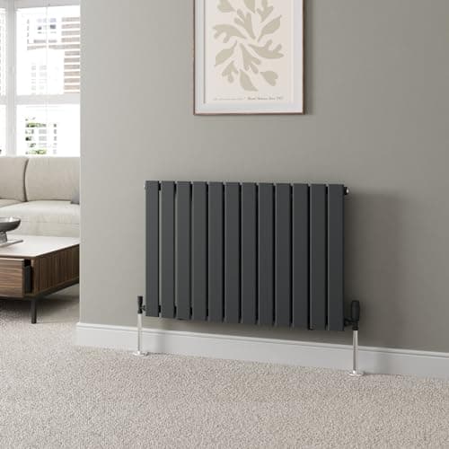 Image of DuraTherm® 600 x 908mm Anthracite Grey Horizontal Designer Radiator Single Column Flat Panel Modern Central Heating Panels Bathroom Radiators