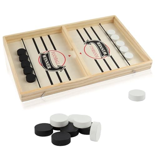 Image of Fast Sling Puck Game,Slingshot Hockey,Wooden Paced Sling Puck Winner Interactive Board,Desk/Table Funny for Adults for Christmas Stocking Filler