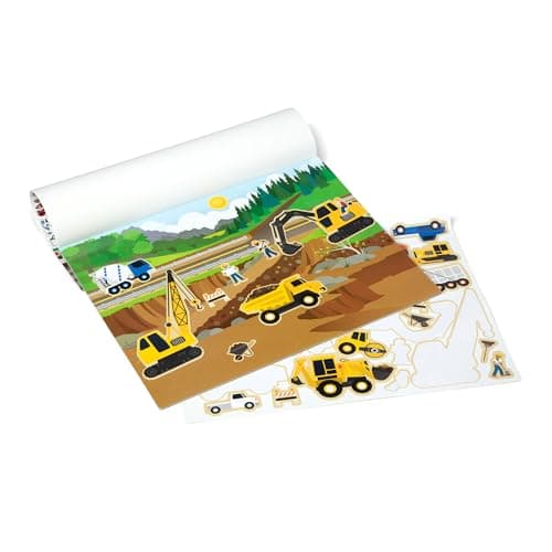Image of Melissa & Doug Reusable Sticker Pad: Vehicles - 165+ Reusable Stickers Melissa & Doug Kids Reusable Sticker Pad: Trucks, Trains, Planes, Cars and Construction Vehicle Reusable Stickers - FSC Certified