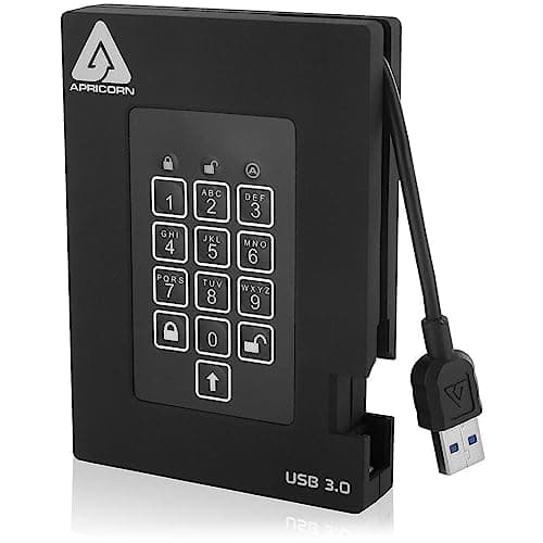 Image of Apricorn Aegis Padlock Fortress FIPS 140-2 Level 2 Validated 256-bit Hardware Encrypted USB 3.0 Hard Drive with PIN Access, 500GB (A25-3PL256-500F)