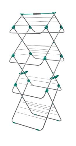 Image of Addis 517567 Easi 3-Tier Indoor Airer, 15 M Drying Space - Metallic Aqua (Silver/Aqua), 5 x 41 x 100 cm
