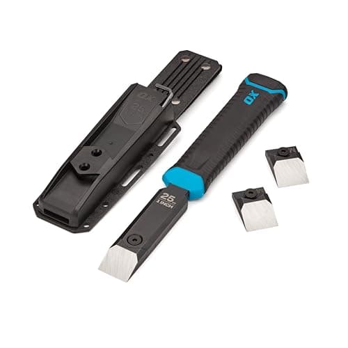 Image of OX Pro 1"/25mm Replaceable Tip Wood Chisel with Holster and 2 Extra Tips, Full Tang Steel with Glass Fiber Reinforced Poly-Carbonate Striking Cap for Woodworking and Framing, OX-P371325