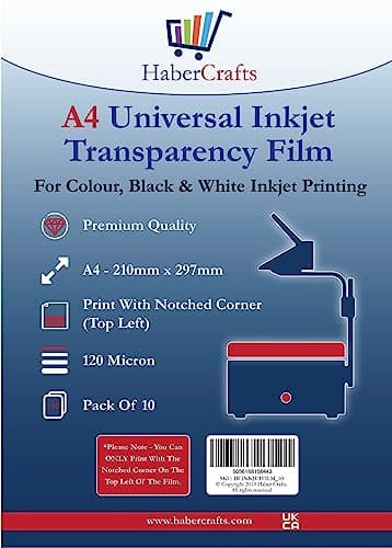 Image of Universal Inkjet Transparency Film A4 Clear OHP Sheets Ink Jet Printer Acetate Film Overhead Projector Film Tracing Graphic Design Transparency Paper Printable Sheets Fast Dry 120 Micron (10 Sheets)