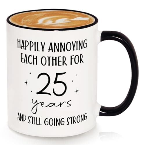 Image of SteadStyle Funny 25th Anniversary Wedding Gifts for Husband Wife Mug 11oz, Silver Wedding Anniversary for Couple Him Her, 25 Years Marriage Present for Partner Parents Friends Valentine Christmas Cup
