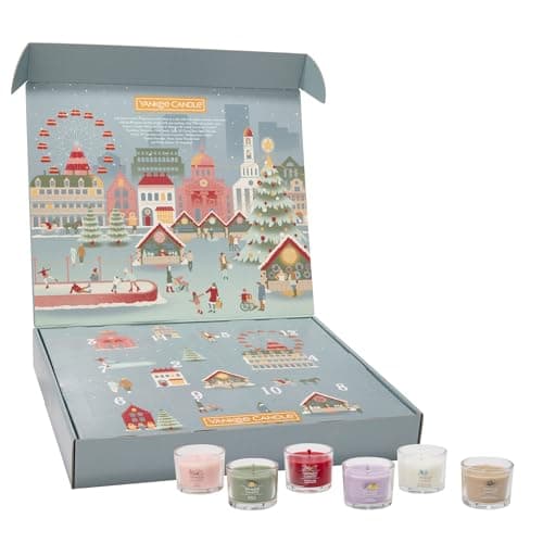 Image of Yankee Candle Signature Votive Mini Candle Jars 12 Days of Christmas Candle Advent Calendar Variety Pack, Natural Soy Wax Blend Candle with Natural Fiber Wick, 1.3 OZ Glass Jar (Pack of 12)