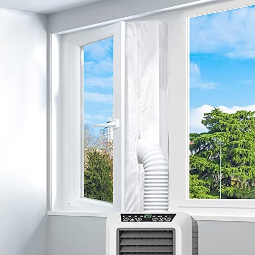 Image of AC Window Seal, LYUNIT 400cm/158Inch Portable Universal Window Seal Kit for Mobile Air Conditioner Unit & Tumble Dryer, Hot Air Stop Air Exchange Guards, Easy to Install-With Zip