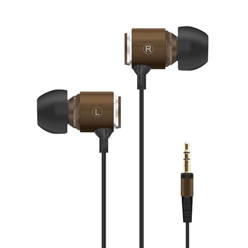 Image of WMSZMSM Headphones with Extra Long Cord, Extra Earbuds for PC, TV, Computer - No Mic, Brown, 10FT