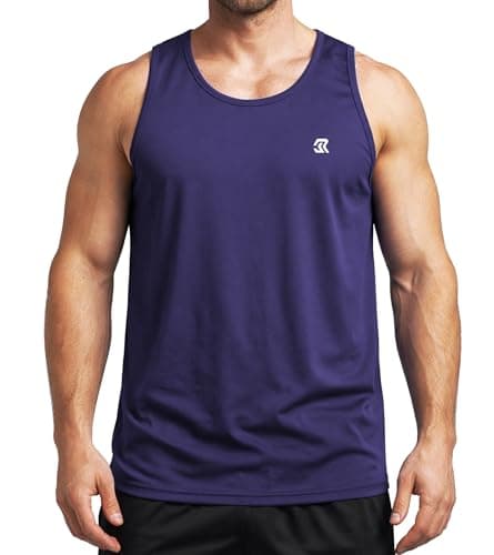 Image of Men Wide Shoulder Tank Top Sleeveless Flat Hem Design Comfortable Breathable for Gym Training Sports Casual and Daily Wear Purple L