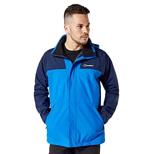 Image of Berghaus Men's Kinglas Pro Jacket with Adjustable Hood & Large Zipped Pockets, Waterproof, Breathable & Lightweight Raincoat (UK, Alpha, L, Regular, Regular, Blue)