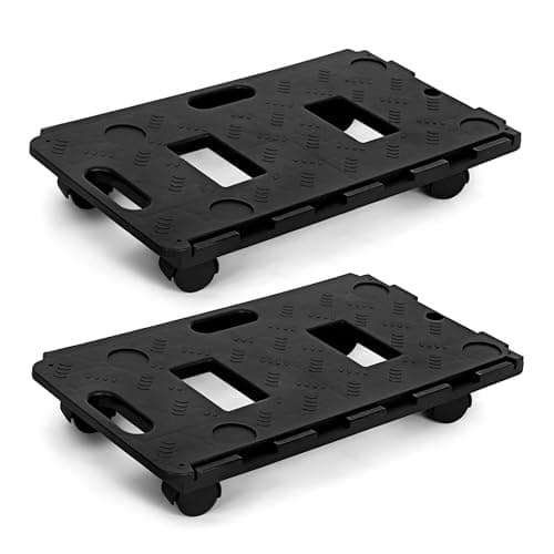 Image of ADEPTNA Interlocking Plastic Dolly Trolley (Pack of 2) 100kg Capacity Moving Platform with 360° Swivel Wheels Heavy Duty Furniture & Appliance Mover Smooth Rolling Transport Cart for Boxes, Pots, App