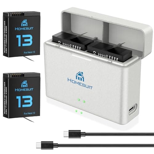 Image of Homesuit Hero 13 Battery 2300mAh and Dual Charge USB LED Charger Kit for Go Pro Hero 13 Black Enduro Rechargeable Battery with Type-C PD3.0 (2-Pack)